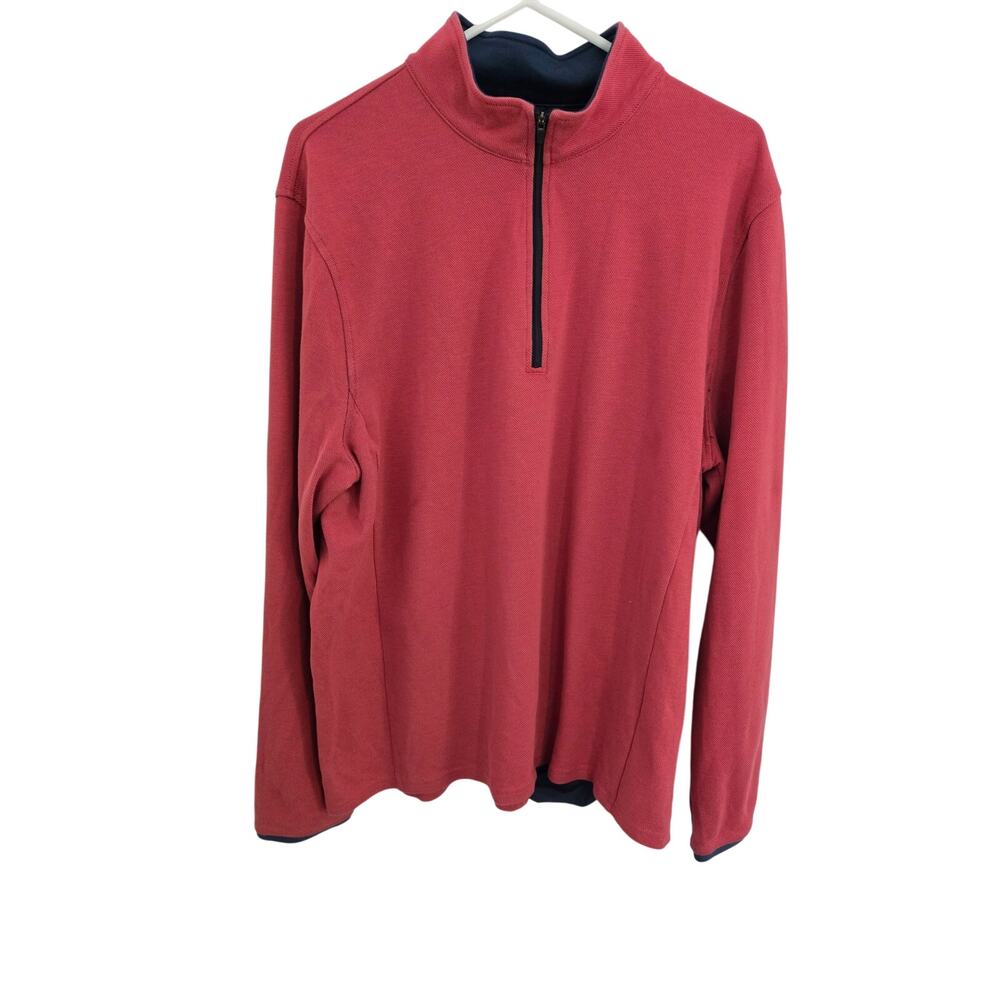 Men's J. Crew Performance COOLMAX® Half-Zip Pullover Old Red Blue Size Medium